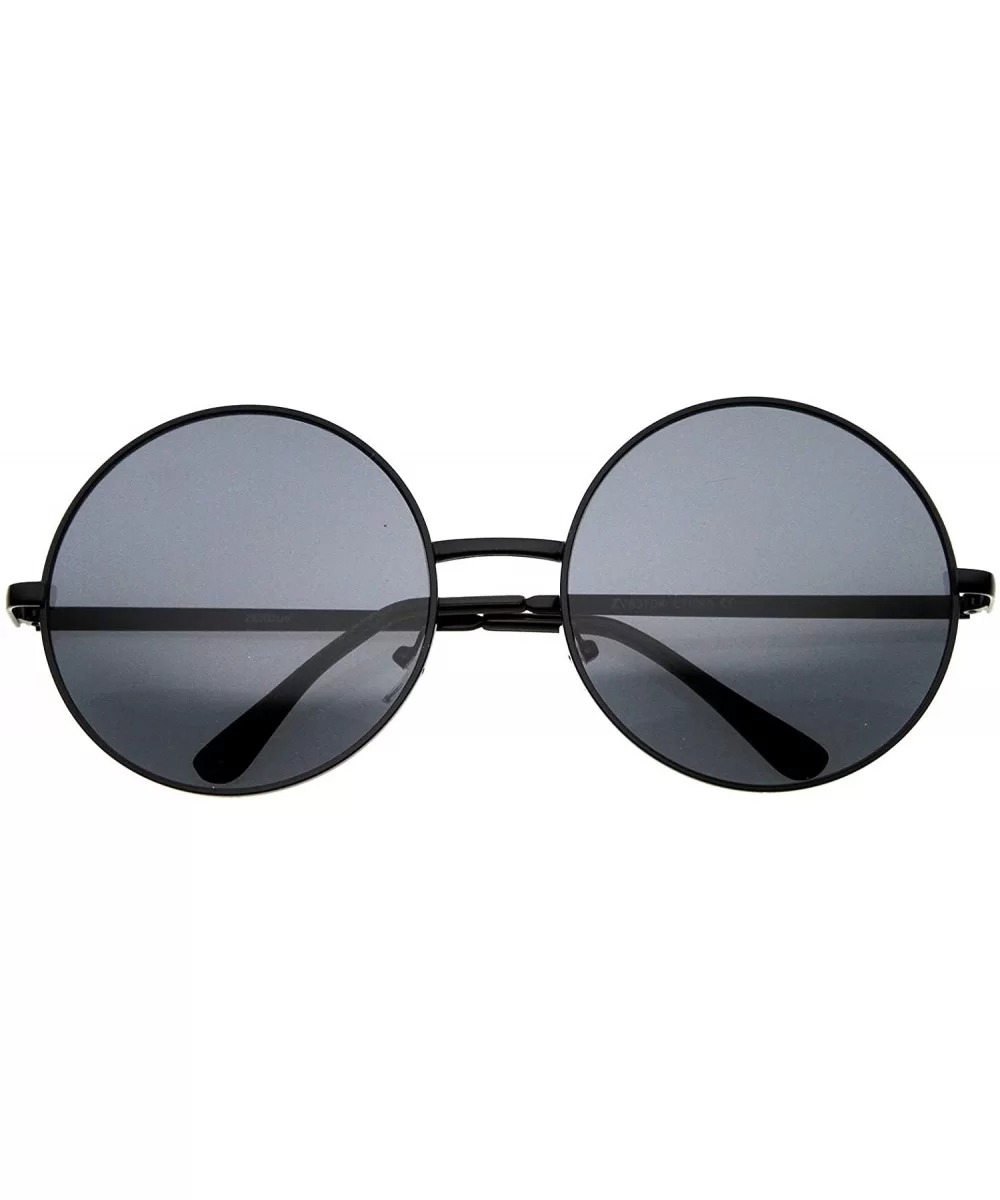 Super Large Oversize Slim Temple Round Sunglasses 61mm - Black / Smoke - CG12NETECMF $5.68 Oversized