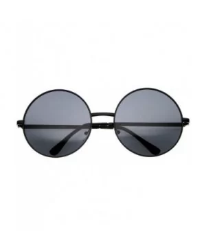 Super Large Oversize Slim Temple Round Sunglasses 61mm - Black / Smoke - CG12NETECMF $5.68 Oversized