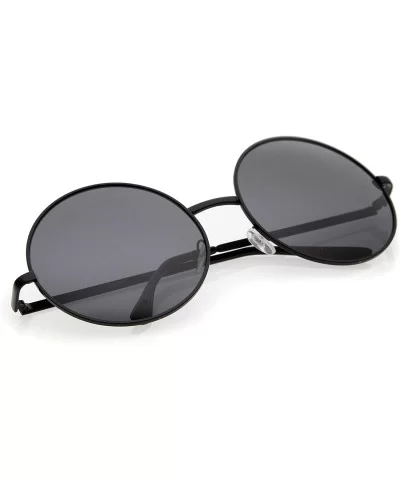 Super Large Oversize Slim Temple Round Sunglasses 61mm - Black / Smoke - CG12NETECMF $5.68 Oversized