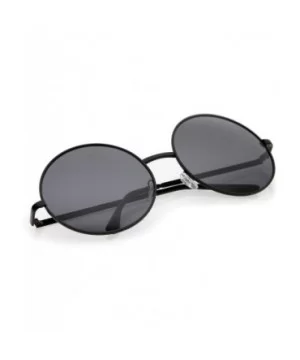 Super Large Oversize Slim Temple Round Sunglasses 61mm - Black / Smoke - CG12NETECMF $5.68 Oversized