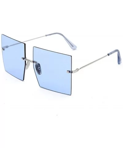 Square Frameless Sunglasses Women Luxury Vintage Sun Glasses Men Retro Oversized Personality Eyewear - Blue - CC198A5CO09 $33...