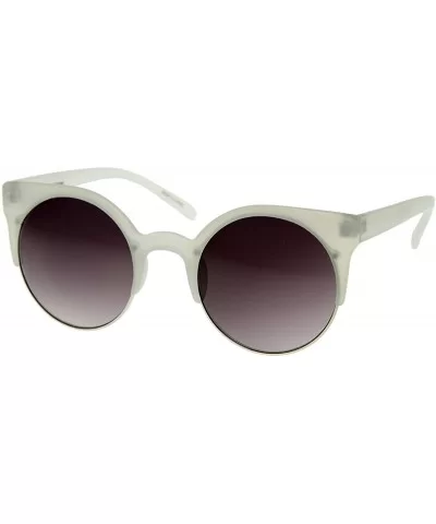 Super Circle Round Half Frame Fashion Sunglasses (Frost) - C6118WVTGM9 $5.93 Round