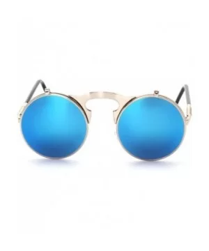 Vintage Flip Up Sunglasses Juniors John Lennon Style Circle Sun Glasses - Silverblue - CN18RN549DC $10.62 Round