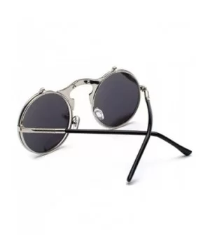 Vintage Flip Up Sunglasses Juniors John Lennon Style Circle Sun Glasses - Silverblue - CN18RN549DC $10.62 Round