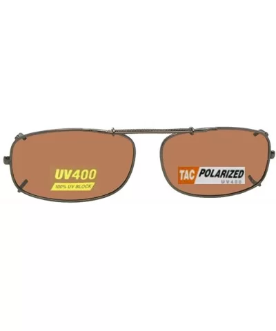 Skinny Curve Rectangle Polarized Clip on Sunglass - Dark Bronze-polarized Amber Lens - CB1802W75TA $13.18 Rectangular