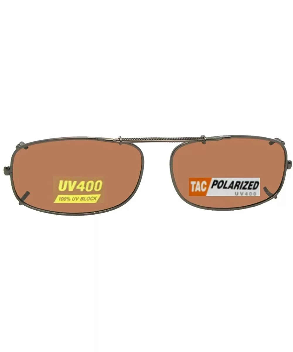 Skinny Curve Rectangle Polarized Clip on Sunglass - Dark Bronze-polarized Amber Lens - CB1802W75TA $13.18 Rectangular