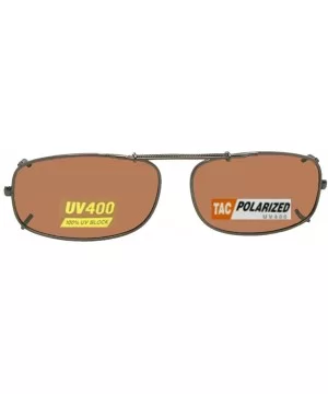 Skinny Curve Rectangle Polarized Clip on Sunglass - Dark Bronze-polarized Amber Lens - CB1802W75TA $13.18 Rectangular