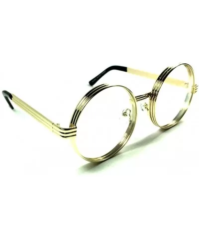 Round Oversized Eyeglasses/Clear Lens Sunglasses - Thick Bold Frames - Gold - C71822QUDHS $8.41 Aviator