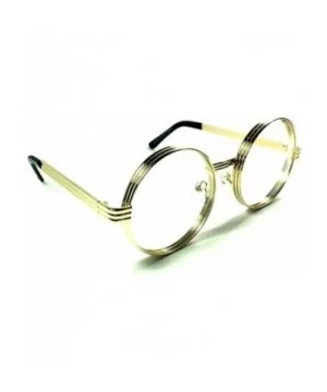 Round Oversized Eyeglasses/Clear Lens Sunglasses - Thick Bold Frames - Gold - C71822QUDHS $8.41 Aviator