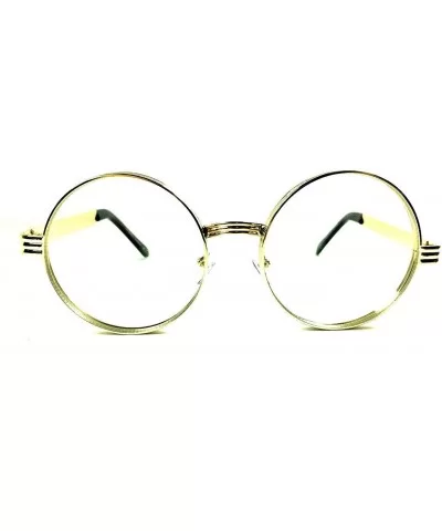 Round Oversized Eyeglasses/Clear Lens Sunglasses - Thick Bold Frames - Gold - C71822QUDHS $8.41 Aviator