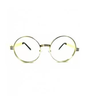 Round Oversized Eyeglasses/Clear Lens Sunglasses - Thick Bold Frames - Gold - C71822QUDHS $8.41 Aviator