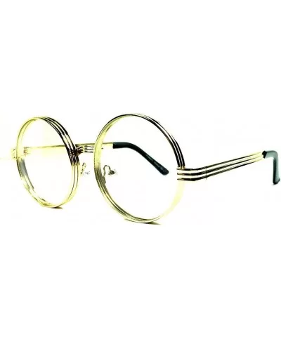 Round Oversized Eyeglasses/Clear Lens Sunglasses - Thick Bold Frames - Gold - C71822QUDHS $8.41 Aviator