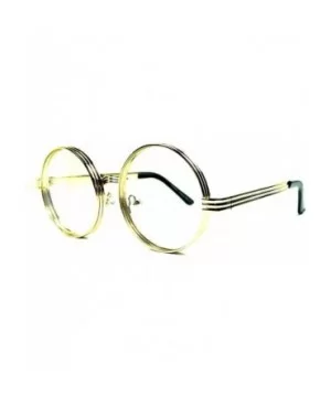 Round Oversized Eyeglasses/Clear Lens Sunglasses - Thick Bold Frames - Gold - C71822QUDHS $8.41 Aviator