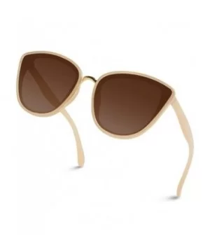 Classic Women Oversized Metal Frame Elegant Mirrored Lens Cat Eye Sunglasses - Beige Frame / Brown Lens - CA18XU85ATX $22.73 ...