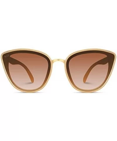 Classic Women Oversized Metal Frame Elegant Mirrored Lens Cat Eye Sunglasses - Beige Frame / Brown Lens - CA18XU85ATX $22.73 ...