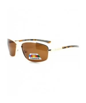 Mens Polarized Lens Sunglasses Oval Rectangle Metal Frame Spring Hinge - Gold (Brown) - CB189XM4NHT $5.98 Rectangular