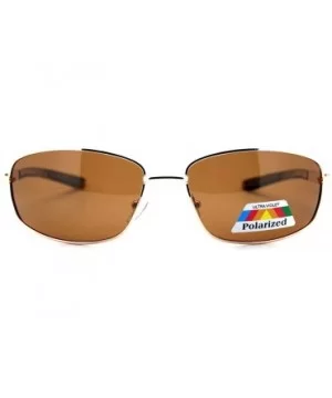 Mens Polarized Lens Sunglasses Oval Rectangle Metal Frame Spring Hinge - Gold (Brown) - CB189XM4NHT $5.98 Rectangular