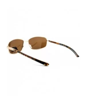 Mens Polarized Lens Sunglasses Oval Rectangle Metal Frame Spring Hinge - Gold (Brown) - CB189XM4NHT $5.98 Rectangular