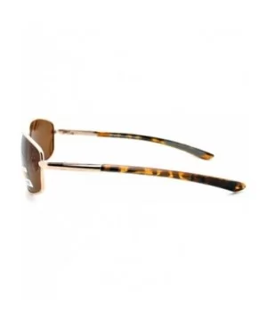 Mens Polarized Lens Sunglasses Oval Rectangle Metal Frame Spring Hinge - Gold (Brown) - CB189XM4NHT $5.98 Rectangular