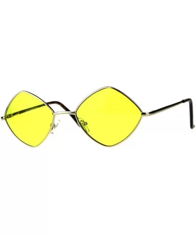 Mens Pimp Diamond Pop Color Lens Square Metal Rim Sunglasses - Gold Yellow - CX18CMTKTYZ $8.74 Square