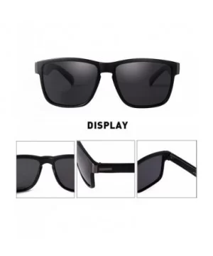 TR90 Vintage Polarized Sunglasses for Men Square Driving Sports Sun Glasses - Black+mirrored Blue - C5193IQ0EMC $15.10 Rectan...