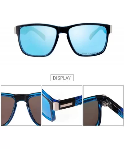 TR90 Vintage Polarized Sunglasses for Men Square Driving Sports Sun Glasses - Black+mirrored Blue - C5193IQ0EMC $15.10 Rectan...