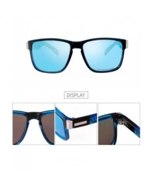 TR90 Vintage Polarized Sunglasses for Men Square Driving Sports Sun Glasses - Black+mirrored Blue - C5193IQ0EMC $15.10 Rectan...