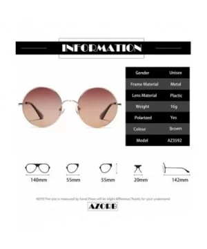 Oversized Round Polarized Sunglasses for Men Women Circle Metal Frame Hippie Sun Glasses - Brown - CY194QSYNUD $5.18 Round