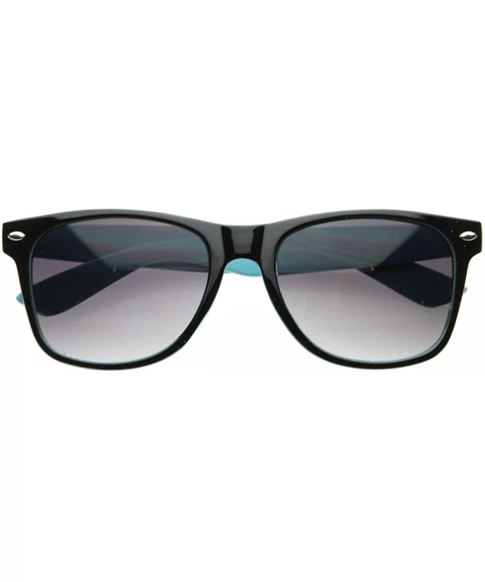 Two Tone Multi Color Neon Retro Fashion Classic Horn Rimmed Style Sunglasses - Black-blue - C0116RH619L $7.94 Wayfarer