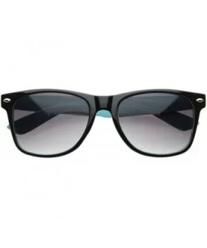 Two Tone Multi Color Neon Retro Fashion Classic Horn Rimmed Style Sunglasses - Black-blue - C0116RH619L $7.94 Wayfarer