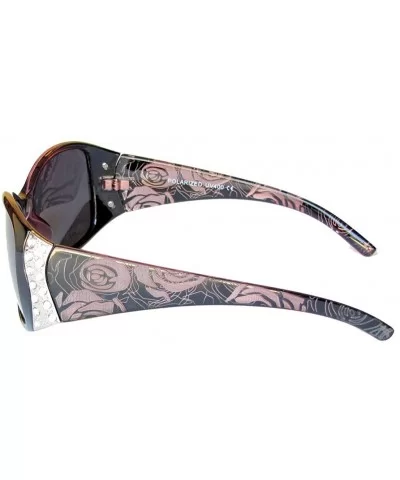 Women's Polarized Sunglasses Designer Rhinestone Vintage Floral Eyewear - Red - C212H6VHDUR $7.33 Round