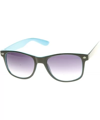 Two Tone Multi Color Neon Retro Fashion Classic Horn Rimmed Style Sunglasses - Black-blue - C0116RH619L $7.94 Wayfarer