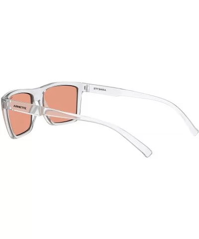 mens An4262 Deep Ellum Square Sunglasses Square Sunglasses - Crystal Transparent/Orange Mirror Red - C4192AT6D9C $47.22 Sport