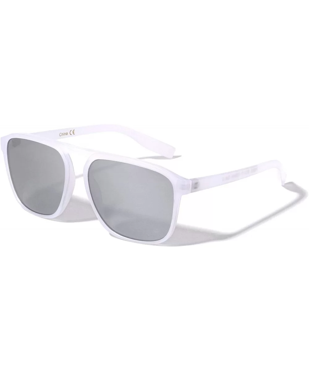 Classic Frame Bridgeless Top Bar Connector Sunglasses - Grey White Frosted - CD1995XDN7E $13.06 Square