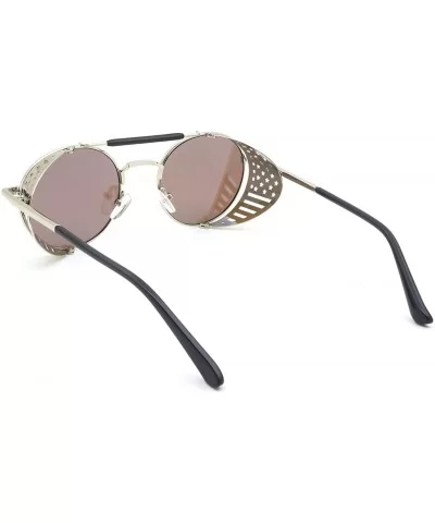 Steampunk Style Round Vintage Polarized Sunglasses Retro Eyewear UV400 Protection Matel Frame - CK19026T3OX $10.72 Sport