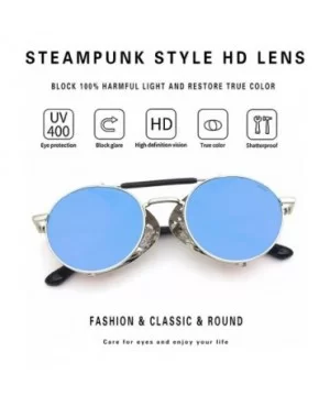 Steampunk Style Round Vintage Polarized Sunglasses Retro Eyewear UV400 Protection Matel Frame - CK19026T3OX $10.72 Sport