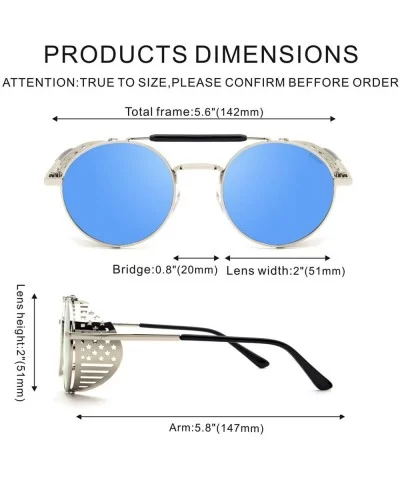 Steampunk Style Round Vintage Polarized Sunglasses Retro Eyewear UV400 Protection Matel Frame - CK19026T3OX $10.72 Sport