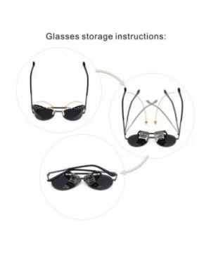 Steampunk Style Round Vintage Polarized Sunglasses Retro Eyewear UV400 Protection Matel Frame - CK19026T3OX $10.72 Sport