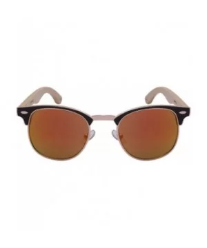 Wood Bamboo Optical Quality P3 Horned Rim Style Sunglasses w/Mirrored Lens 25039BMO-REV - Black/Red Mirrored - C3125UQ0QMR $9...