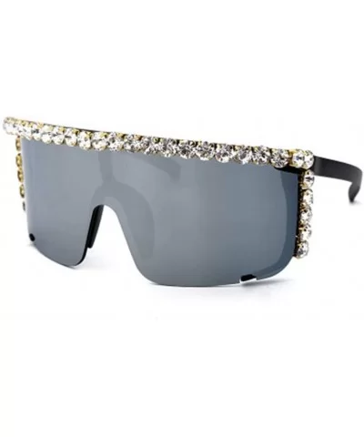 Big Frame Colorful Rhinestone Sunglasses Goggles Sunglasses - 6 - CJ190E48ELE $32.73 Sport