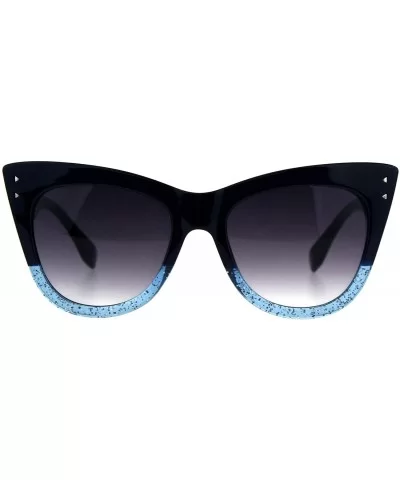 Womens Mod Thick Oversize Cat Eye Diva Plastic Sunglasses - Blue Smoke - CR18CC7ATH6 $9.25 Oversized