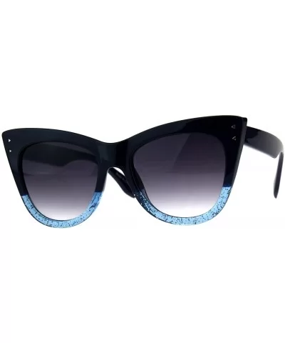 Womens Mod Thick Oversize Cat Eye Diva Plastic Sunglasses - Blue Smoke - CR18CC7ATH6 $9.25 Oversized