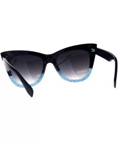 Womens Mod Thick Oversize Cat Eye Diva Plastic Sunglasses - Blue Smoke - CR18CC7ATH6 $9.25 Oversized