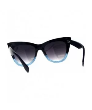 Womens Mod Thick Oversize Cat Eye Diva Plastic Sunglasses - Blue Smoke - CR18CC7ATH6 $9.25 Oversized