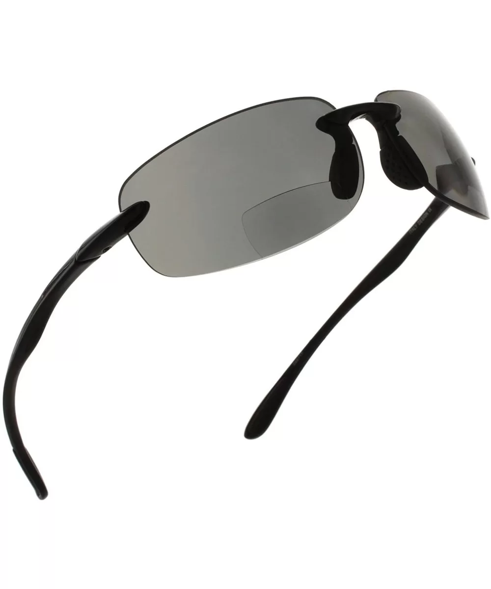 Island Bifocal Sunglasses Rimless Readers - Polarized Smoke Lens/Black Frame - CS11M4OHAFT $21.40 Semi-rimless