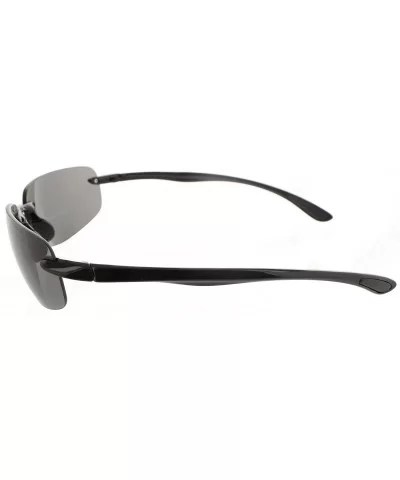 Island Bifocal Sunglasses Rimless Readers - Polarized Smoke Lens/Black Frame - CS11M4OHAFT $21.40 Semi-rimless