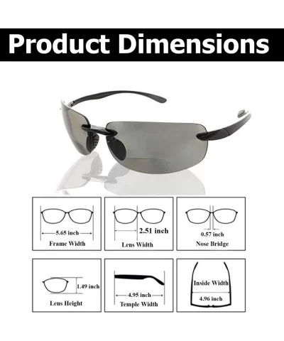 Island Bifocal Sunglasses Rimless Readers - Polarized Smoke Lens/Black Frame - CS11M4OHAFT $21.40 Semi-rimless