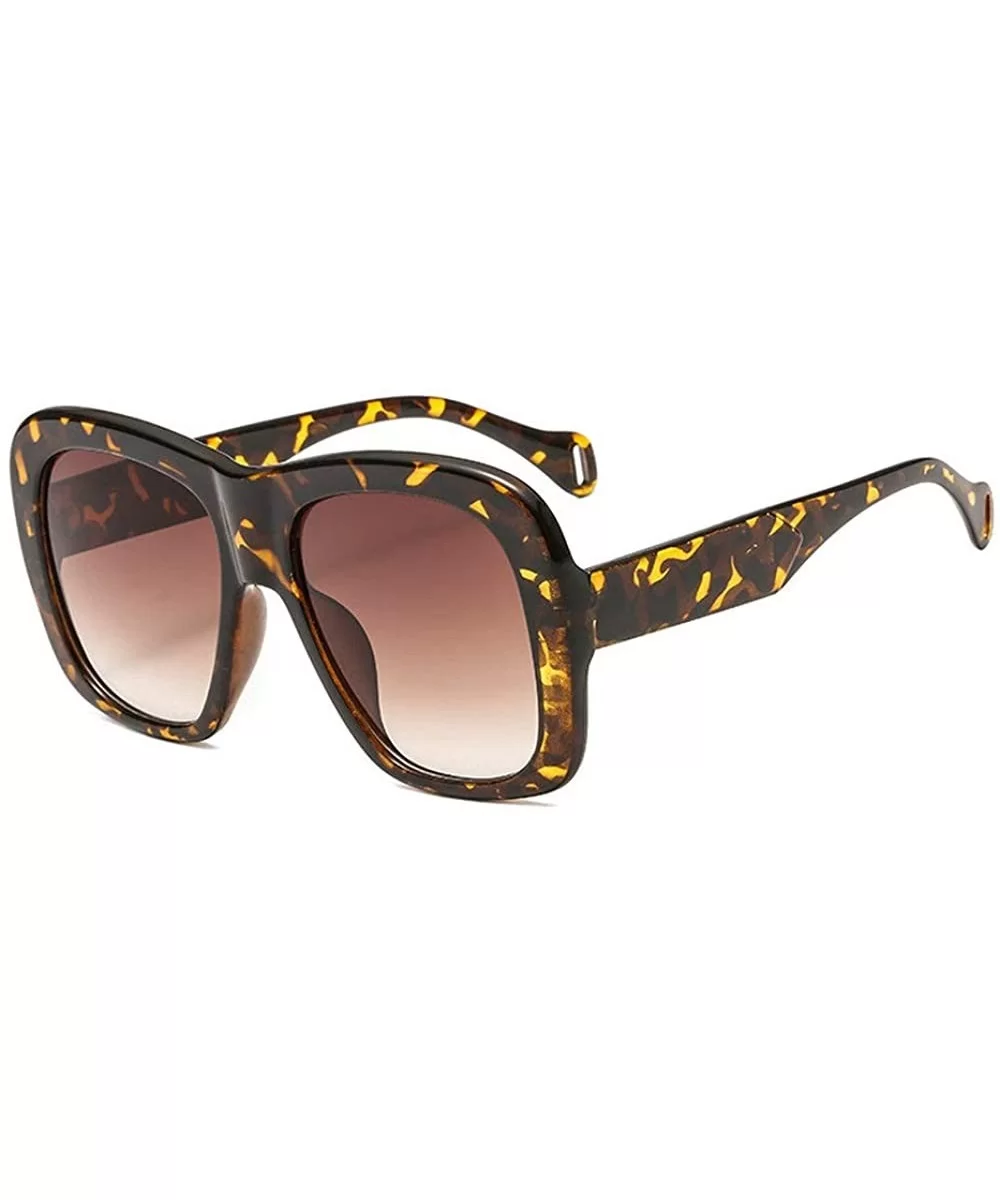 2019 new fashion trend big box two-color unisex luxury brand designer sunglasses UV400 - Leopard - CI18NQC9M04 $10.19 Square