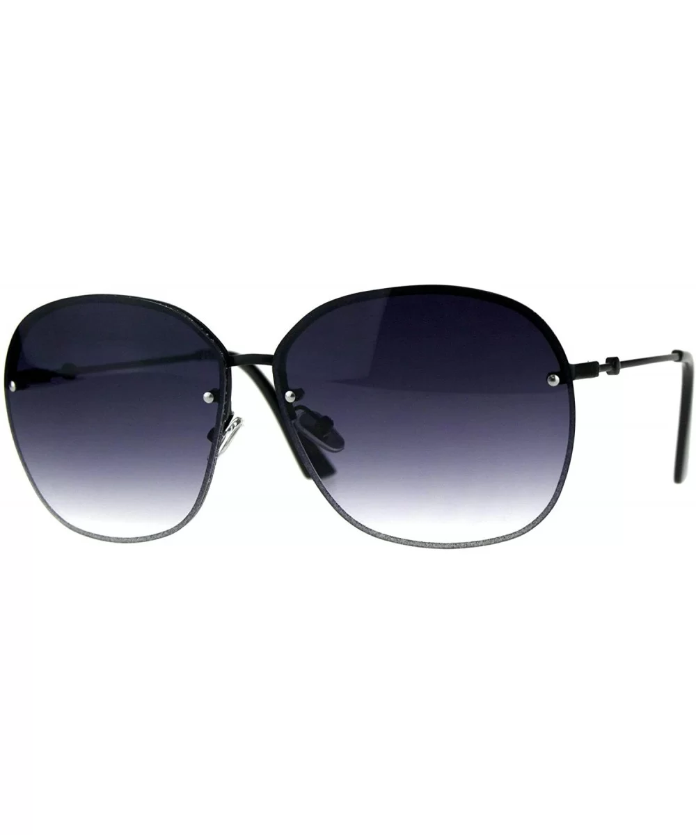 Womens Half Rim Sunglasses Glitter Edge Designer Fashion Shades - Black (Smoke) - CC18EIDXELD $6.58 Rimless