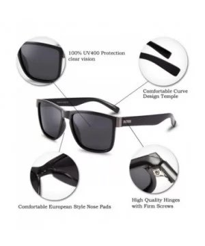 Vintage Polarized Sunglasses for Men Driving Square Sun Glasses UV Protection - Black - CA18AD92Z5C $8.16 Sport